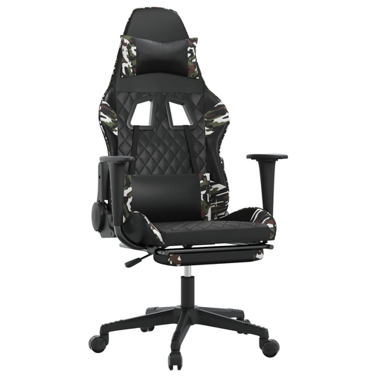 Gaming Chair with Black Plaid and Camouflage Faux Leather