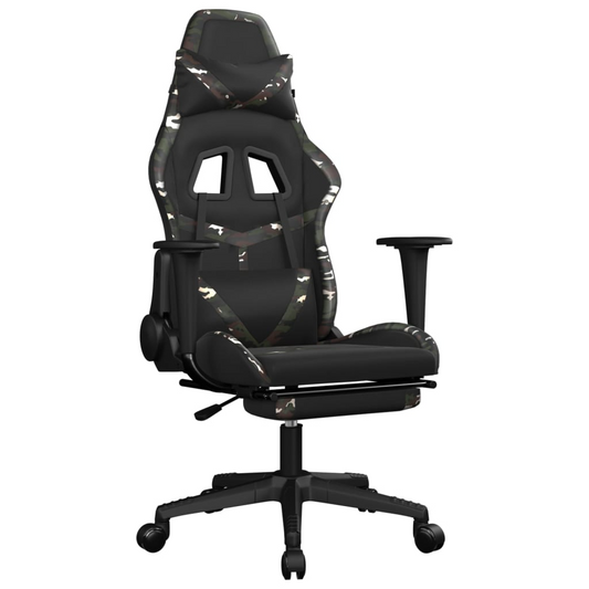 Gaming Chair with Black and Camouflage Faux Leather Exterior