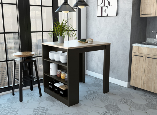 Black Pine Kitchen Counter and Dining Table Combination