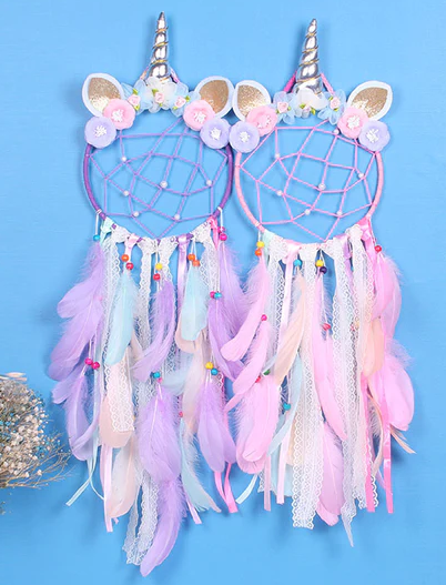 Unicorn Dreamcatcher with Pastel Ribbons for Girls