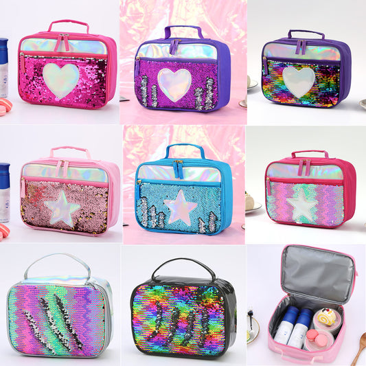 Sequin Multicolor Iridescent Stationery Insulation Bag for Girls